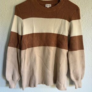Brown and Cream Striped Sweater